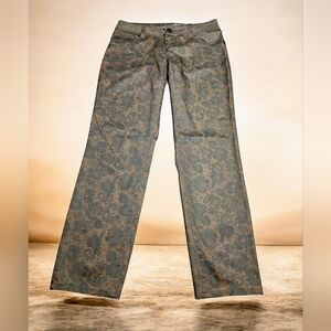 Inc Denim Pants Size 4 Skinny Lace Pattern Blueish Gray And Pink Womans